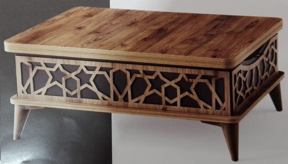 İŞLEMELİ KADEMELİ SEHPA CEVİZ - ANTRASİT