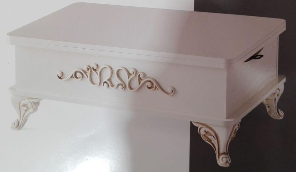 MOTİFLİ KADEMELİ SEHPA BEYAZ - BEYAZ