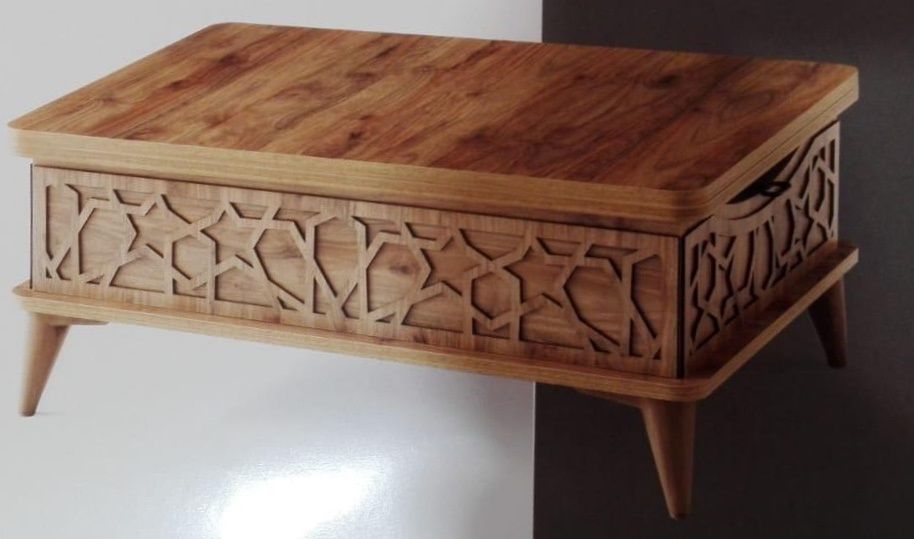 İŞLEMELİ KADEMELİ SEHPA CEVİZ - CEVİZ