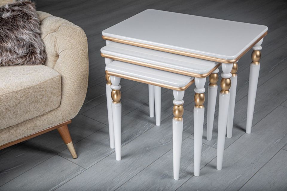 EMİR BEYAZ - GOLD ZİGON SEHPA