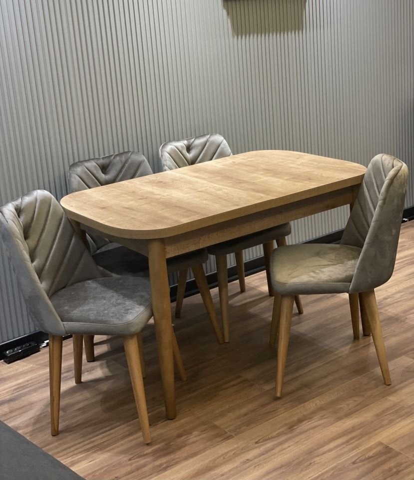 HİLTON 80*130 OVAL CEVİZ MASA / SAHRA SANDALYE