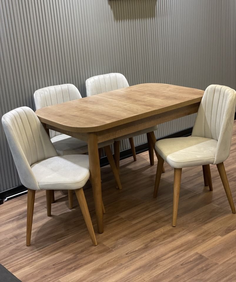 HİLTON  80*130 OVAL CEVİZ MASA / REDRO SANDALYE