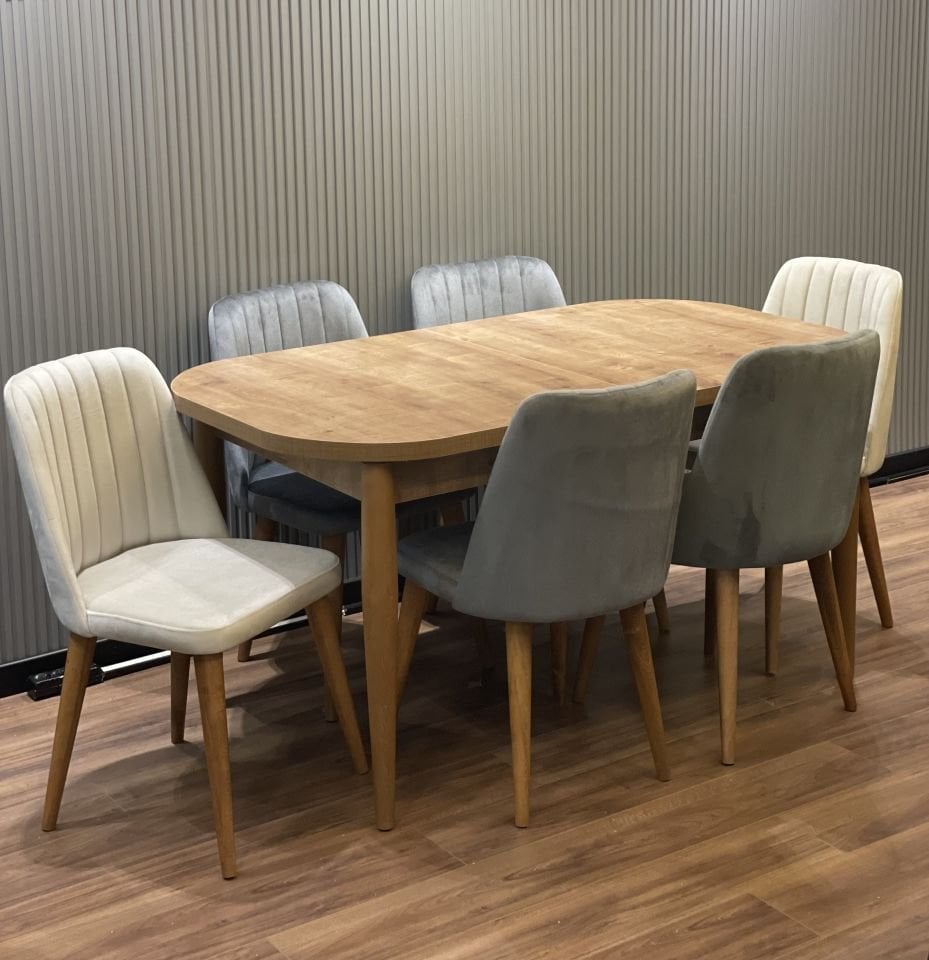 HİLTON 90*160 OVAL KİTABELİ SÜMELA MASA / REDRO SANDALYE