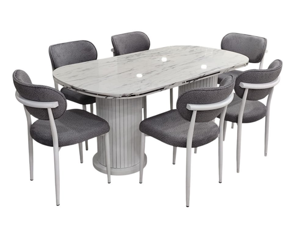 ROYAL  SALON MASA TAKIMI 90 X160 BEYAZ MERMER